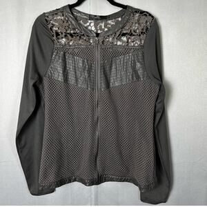 Women's BKE Boutique Dark Gray Lace Mesh Full Zip Moto Style Jacket- Size L